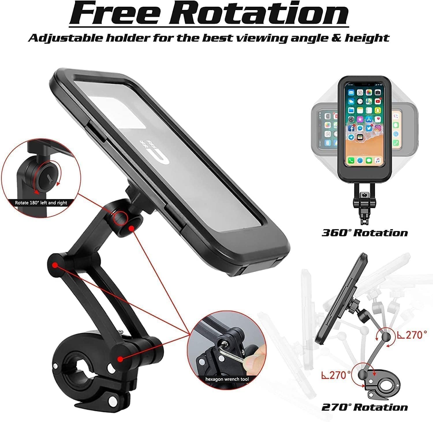 Waterproof Bike Mobile Holder 360° Rotatable