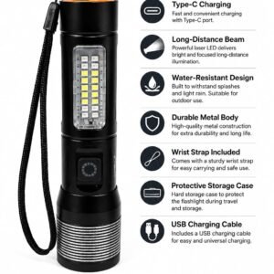HP-355S 500W Laser LED Rechargeable Torchlight 600 Meter Range | Type-C