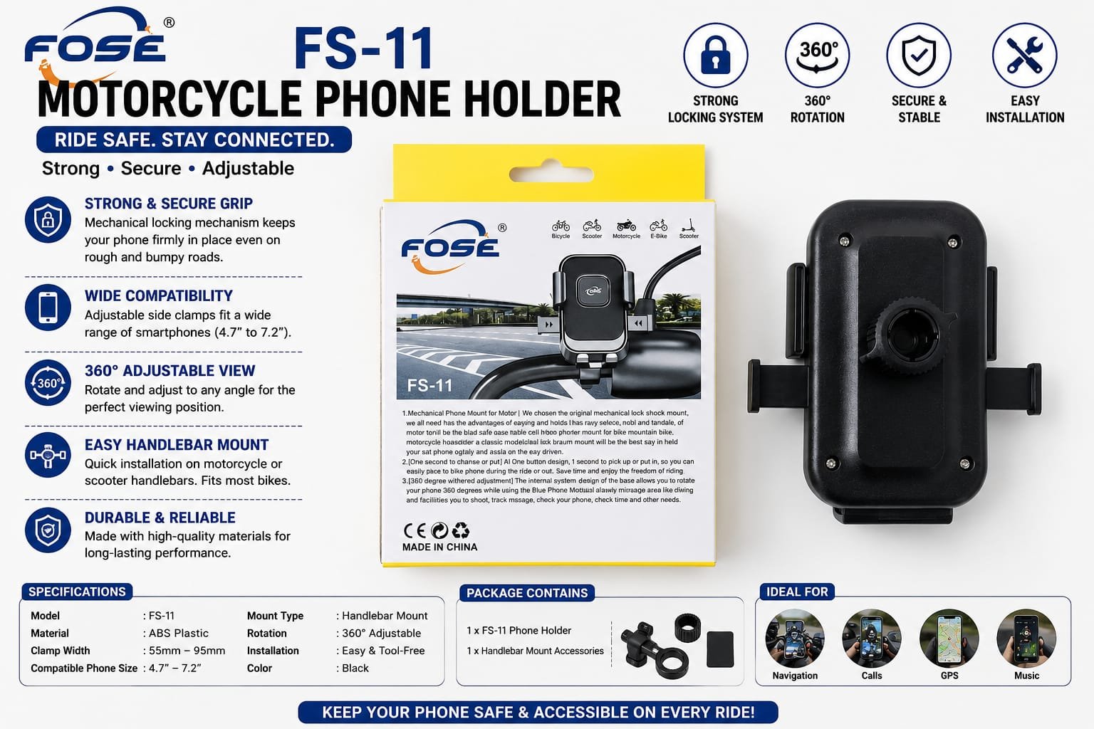Universal Bike Mobile Stand with 360° Rotation