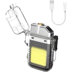 Heating Element Type C Cigarette Lighter with Flash Light | Multifunction USB Rechargeable Electric Lighter, Windproof
