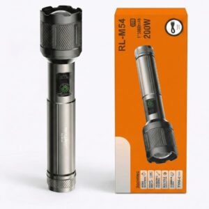 RockLight-M54 200W Metal Torch with Zooming Head | 5000mAh Battery | Type-C Charging | High Brightness LED Flashlight | Long Range Telescopic Torch