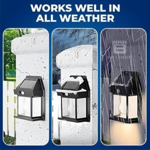 Sun-Powered Wall Light Outdoor with Motion Sensor – Waterproof Exterior LED Sconce Lamp, Auto Charging Security Light for Porch