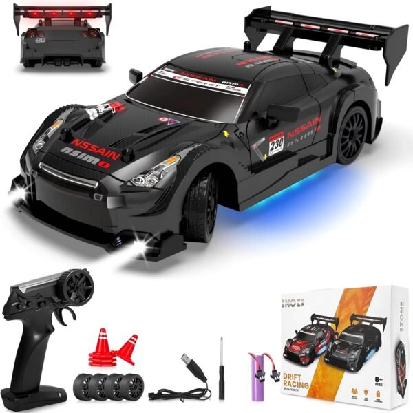 RC Drift Car, 1:24 Scale Remote Control Vehicle with LED Lights, 2.4GHz 20KM/H 4WD High Speed RC Cars,