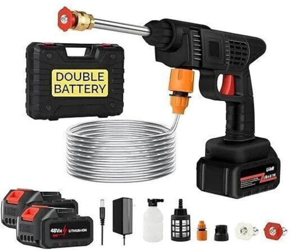 JSM 48V Car washing Kit, Portable Pressure Washer with Double Battery, Rechargeable Pressure Washer Gun