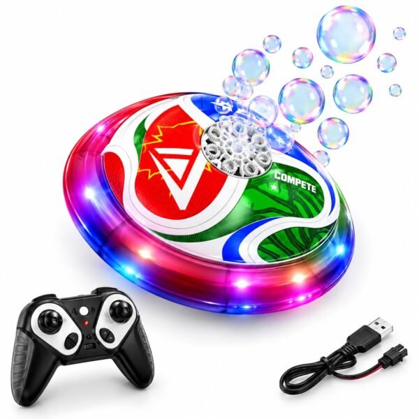 Bubble Cart Translucent Hover Soccer Ball – Light-Up RC Bubble Football Toy Car, Rechargeable Battery, Smooth Air Glide, Fun Indoor/Outdoor Gift for Kids