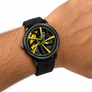 RICK Rotating Turbine Dial Watch for Men – Black & Yellow