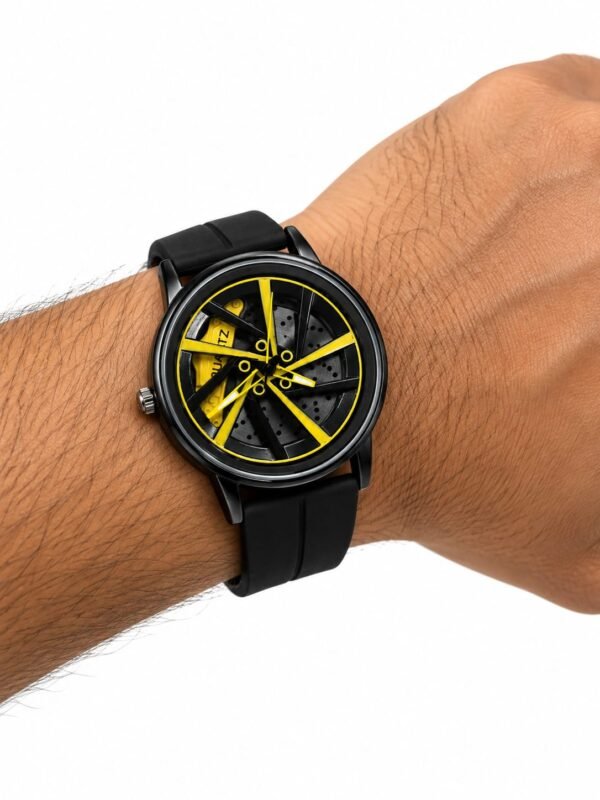 RICK Rotating Turbine Dial Watch for Men – Black & Yellow