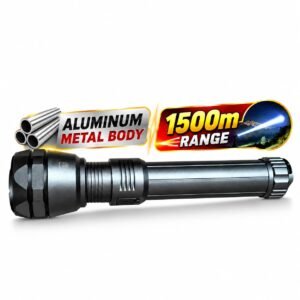 HP-381U 1500W Rechargeable LED Torch Light with 1500m Range, USB Charging,Protective Carry Case
